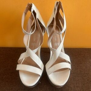 Custom made Leathern strappy platform heels. Size 14 women's, 12 mens!